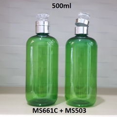Chai xanh lá nắp lật kim cương bạc 500ml