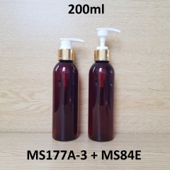 Chai nâu vai tròn vòi trắng khoen vàng 200ml