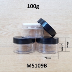 Hũ nhựa trong nắp đen 100g
