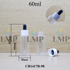 Chai PETG vai ngang nắp bóp khoen nhựa 60ml