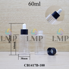 Chai PETG vai ngang nắp bóp khoen nhựa 60ml