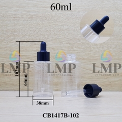 Chai PETG vai ngang nắp bóp khoen nhựa 60ml