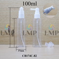 Chai PET vai ngang đầu xịt mũi 90 độ 100ml