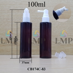 Chai PET vai ngang đầu xịt mũi 90 độ 100ml