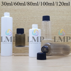 Chai PETG vai ngang nắp push down and turn sọc