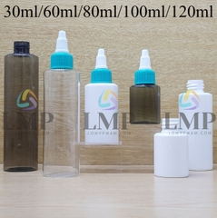 Chai PETG vai ngang nắp nhọn sọc tattoo