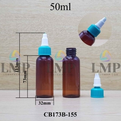 Chai vai tròn nắp nhọn sọc tattoo 50ml
