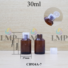 Chai thủy tinh vát nắp bật sọc 30ml