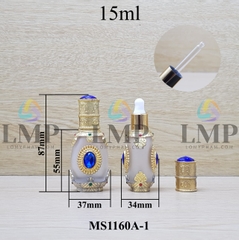 Chai Dubai nắp bóp trắng ruby xanh dương 15ml