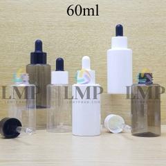 Chai PETG vai ngang nắp bóp khoen nhựa 60ml