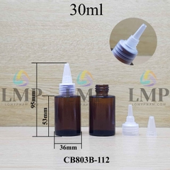 Chai thủy tinh nâu nắp nhọn sọc