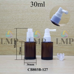 Chai thủy tinh nâu đầu xịt mũi 90 độ