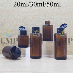 Chai thủy tinh nâu nắp bật trơn bóng