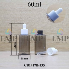 Chai PETG vai ngang nắp bóp khoen nhựa 60ml