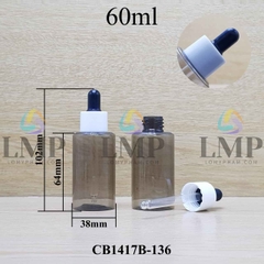 Chai PETG vai ngang nắp bóp khoen nhựa 60ml