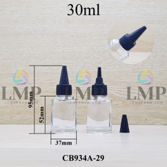 Chai thủy tinh vát nắp nhọn sọc 30ml