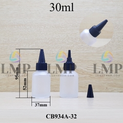 Chai thủy tinh vát nắp nhọn sọc 30ml