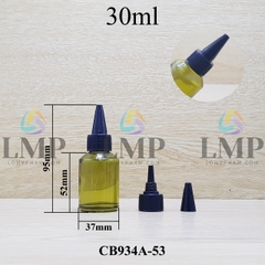 Chai thủy tinh vát nắp nhọn sọc 30ml