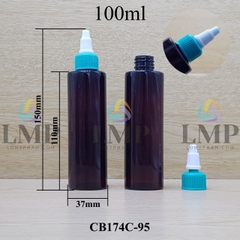 Chai PET vai ngang nắp nhọn sọc tattoo 100ml