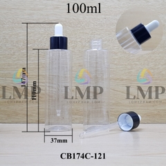 Chai PET vai ngang nắp bóp khoen nhôm 100ml