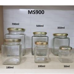 Hũ vuông nắp vàng