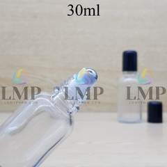 Chai tinh dầu nắp đen đầu bi lăn sắt 30ml