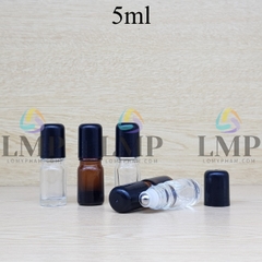 Chai tinh dầu nắp đen đầu bi lăn sắt 5ml