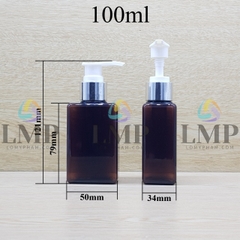 Chai lotion vuông vòi van xi KO viền