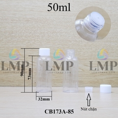 Chai vai tròn nắp vặn trơn 50ml ( có nút chặn )