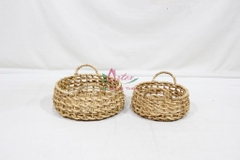 Handwoven Water Hyacinth Basket – Natural Storage Bin-SD20169A-2NA
