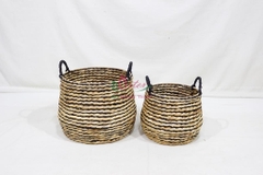 Natural Handwoven Water Hyacinth Basket – Laundry & Planter Bin-SD20603C-2MC