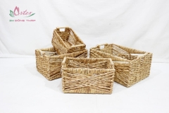 Natural Woven Water Hyacinth Basket Multipurpose Organizer and Decorative by Artex Dong Thap-SD20148B-4NA