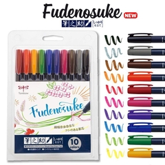 BỘ 10 BÚT VIẾT THƯ PHÁP TOMBOW FUDENOSUKE CHUYÊN VIẾT HÁN TỰ - BRUSH LETTERING 10 MÀU