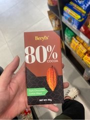 Sô cô la Berlys 90g No Add Sugar Dark 80% Cacao