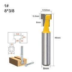 Bộ 2 mũi phay gỗ khoét lỗ chữ T cốt 8mm