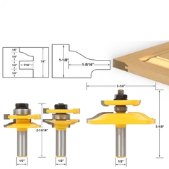 Bộ 3 mũi phay, dao phay gỗ khoét lỗ, cắt lỗ mộng Cốt 12.7mm