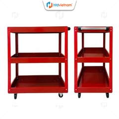 Xe đẩy dụng cụ 3 tầng có khóa bánh, tay cầm, độ dày 1mm, chắc chắn HTD-08
