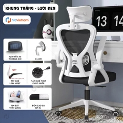 Ghế văn phòng giá rẻ HTD-V1, Vải lưới tựa đầu 3D thoáng khí, tăng giảm chiều cao linh hoạt