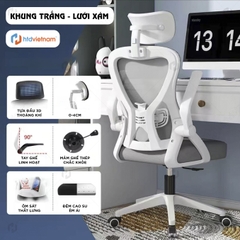 Ghế văn phòng giá rẻ HTD-V1, Vải lưới tựa đầu 3D thoáng khí, tăng giảm chiều cao linh hoạt