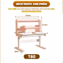 Bàn học thông minh tăng giảm chiều cao HTDkids T80