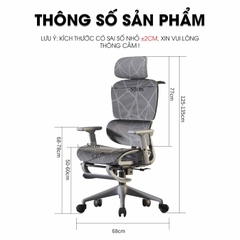 Ghế Làm Việc LS900 – Lưng Lưới, Tựa Đầu, Tay 3D, Chống Đau Lưng, Chống Mỏi Vai
