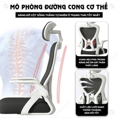 Ghế văn phòng giá rẻ HTD-V1, Vải lưới tựa đầu 3D thoáng khí, tăng giảm chiều cao linh hoạt