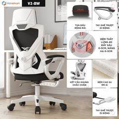 Ghế văn phòng ngả lưng HTD V2 - Ghế xoay công thái học, có gác chân, tựa đầu 3D cao cấp