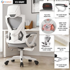 Ghế văn phòng ngả lưng HTD V2 - Ghế xoay công thái học, có gác chân, tựa đầu 3D cao cấp