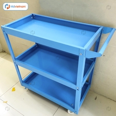 Xe đẩy dụng cụ 3 tầng có khóa bánh, tay cầm, độ dày 1mm, chắc chắn HTD-08