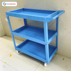 Xe đẩy dụng cụ 3 tầng có khóa bánh, tay cầm, độ dày 1mm, chắc chắn HTD-08