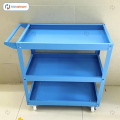Xe đẩy dụng cụ 3 tầng có khóa bánh, tay cầm, độ dày 1mm, chắc chắn HTD-08