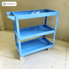 Xe đẩy dụng cụ 3 tầng có khóa bánh, tay cầm, độ dày 1mm, chắc chắn HTD-08