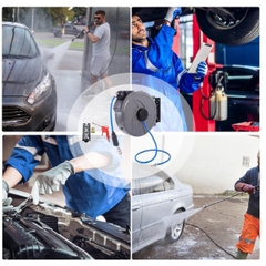 Chọn cuộn dây hơi tự rút cho tiệm rửa xe, sửa xe máy hiệu quả