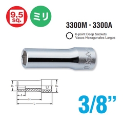 Bộ đầu khẩu dài Koken 3/8 inch RS3300M/12